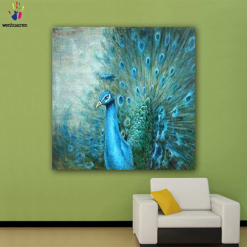 DIY Colorings Pictures By Numbers With Colors The Peacock Picture Drawing Painting Framed Home | Дом и сад
