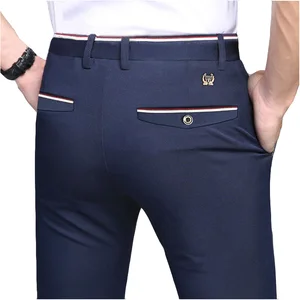 2022 Suit Pants Fashion Elegant Mens Dress Pants Solid Color Straight Long Trousers Men's Slim Fit F