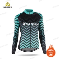 woman winter cycling jersey long sleeve thermal fleece cycle clothing tight sweatshirt mtb training uniform maillot ciclismo