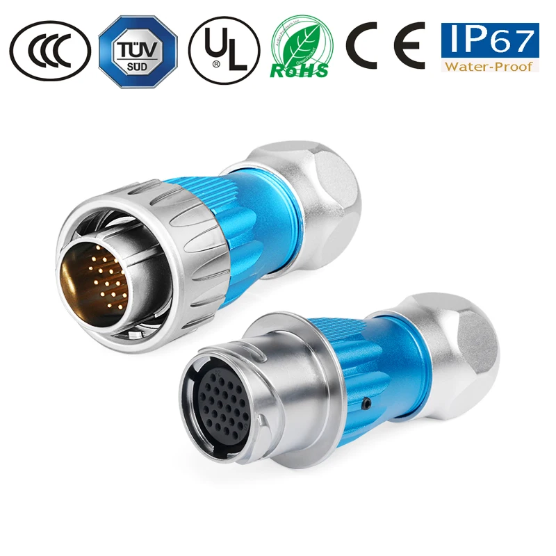 Водонепроницаемый Штекерный разъем Женский штекер 24 контакта полуметаллический
