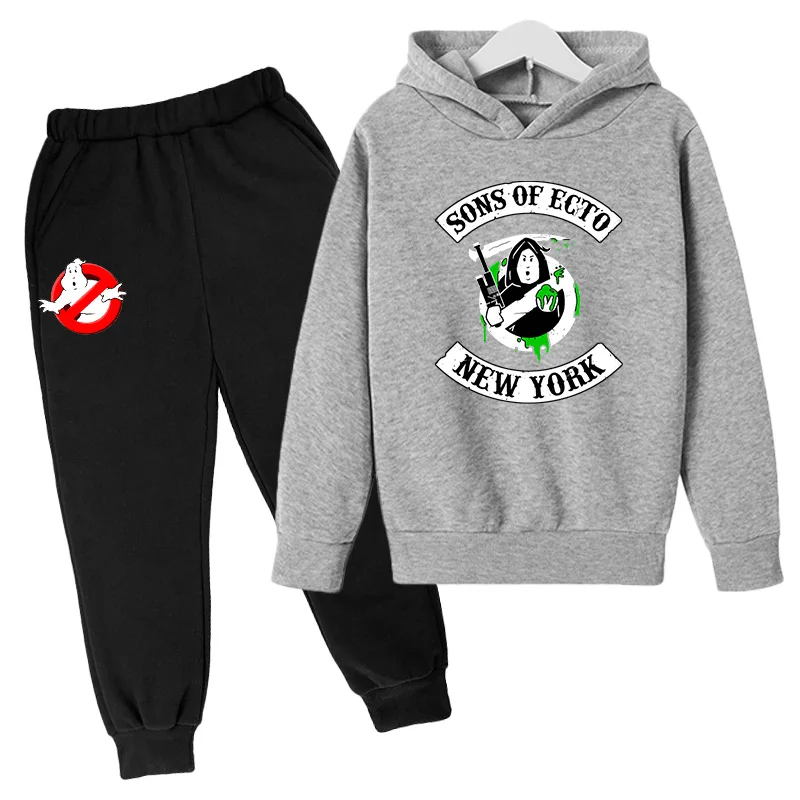 

2021 Toddler Kid Horror Resurrection Baby Top Spring Retro Sweatshirt + Pants Super Movie Catch Ghosts Printed Two-piece Hoodie