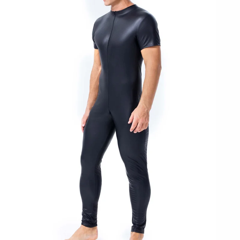 3XL Комбинезоны для геев из искусственной кожи с молнией и открытой промежностью