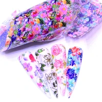 10pcspack rose flower laser matte nail transfer foils nail art polish wraps decals diy nail beauty stickers accessories
