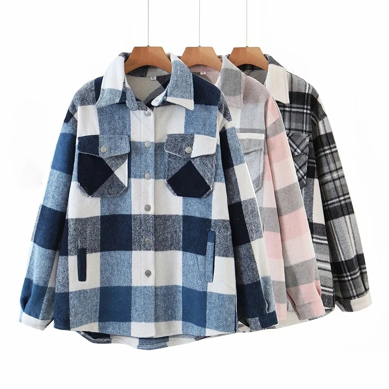 

2020 fashion thick women Plaid jacket women winter coat casual coats and jackets fenale Oversized outwear