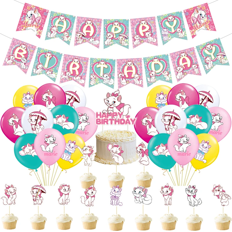 Воздушные шары в виде кота Мари розовые принцы на день рождения фотография для