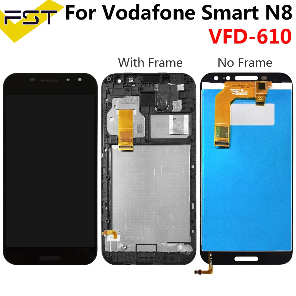 Черный/белый для Vodafone Smart N8 VFD610 Полный ЖК-дисплей+ кодирующий преобразователь сенсорного экрана в сборе с рамкой для Vodafone VFD-610
