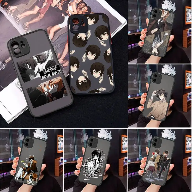 

Japan anime bungou stray Phone Case For iPhone 12 11 Mini Pro XR XS Max 7 8 Plus X Matte transparent cover