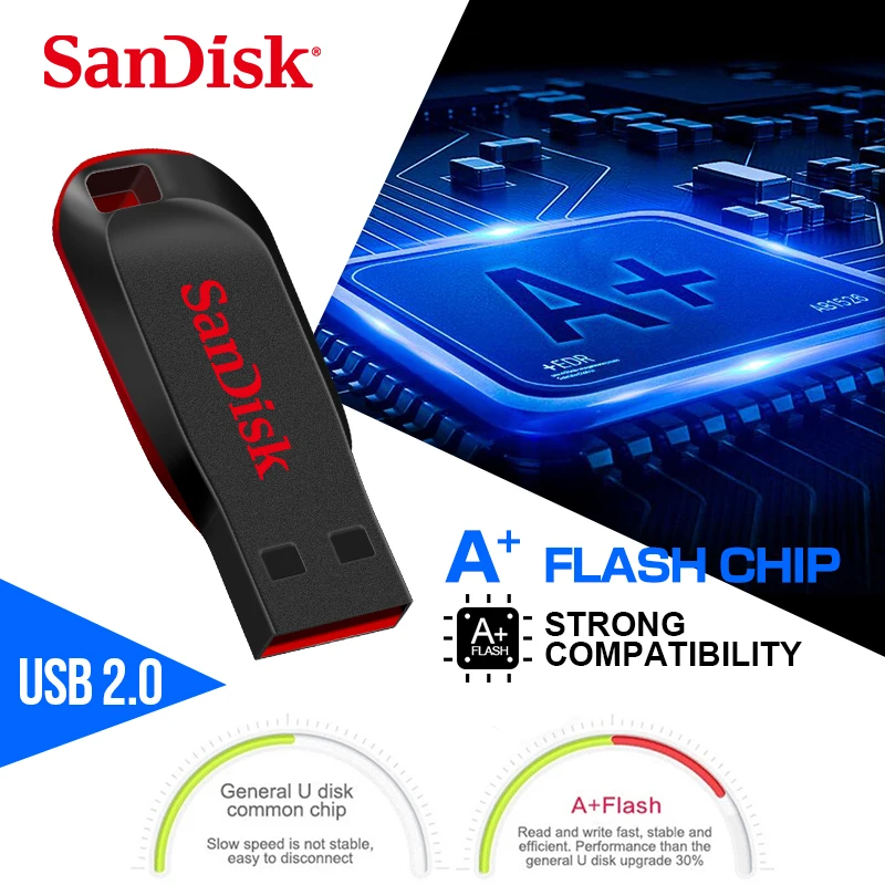 SanDisk флеш-накопитель USB 100% 128 ГБ 64 32 16 | USB-накопители