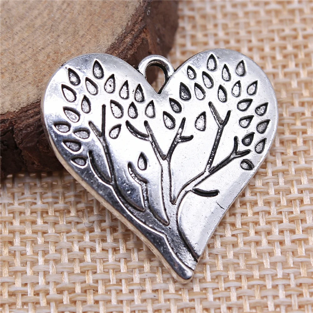 

2pcs 28x26mm Antique Silver Plated Antique Gold Plated Heart Tree Pendants Charm For Necklace Making