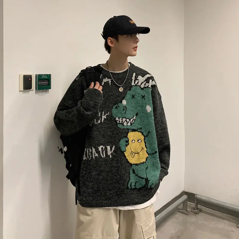

Japanese tide brand 2020 autumn winter new Arrivals cartoon color neck sweater male youth college style loose Korean red Best