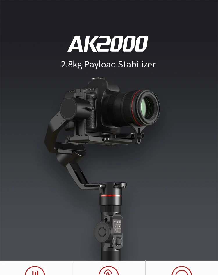 FeiyuTech AK2000 3-Axis DSLR камера стабилизатор штатив фоллоу фокус для sony Canon 5D Panasonic GH5/GH5S Nikon D850 2,8 кг Полезная нагрузка