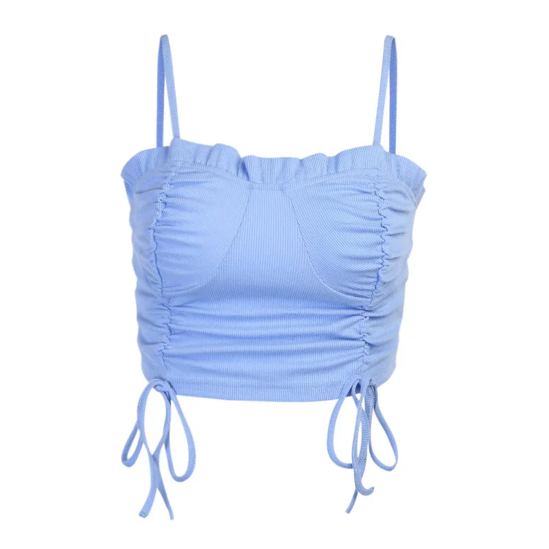 Женский укороченный топ на шнурках сексуальный женский клубный трикотажный