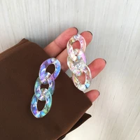 xialuoke s925 needle new bohemia geometric color acrylic chain tassel stud earrings for women vintage exaggerated jewelry e685