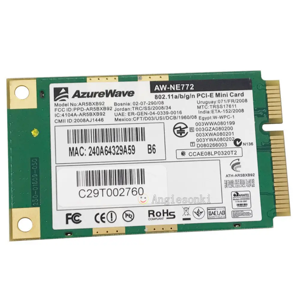 Двухдиапазонный 2,4G/5G Atheros AR5BXB92 AR9280 Mini PCI-Express Karte плата Wireless WLAN Card 300 Мбит/с 802.11N