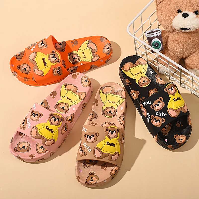 

New Summer Women's Slippers Platform Bear Slippers Casual House Slides for Women Cute Cartoon Shoes Soft Indoor Bathroom Sliedes