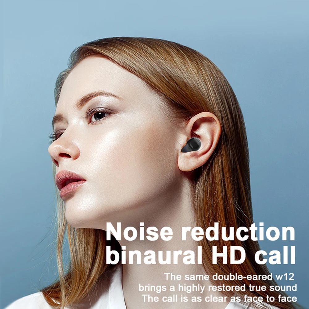 W12, TWS, Bluetooth 5,0, беспроводная гарнитура, наушники, мини наушники, HIFI звук, наушники в ухо, 1800 мАч, Powerbank с микрофоном для телефона