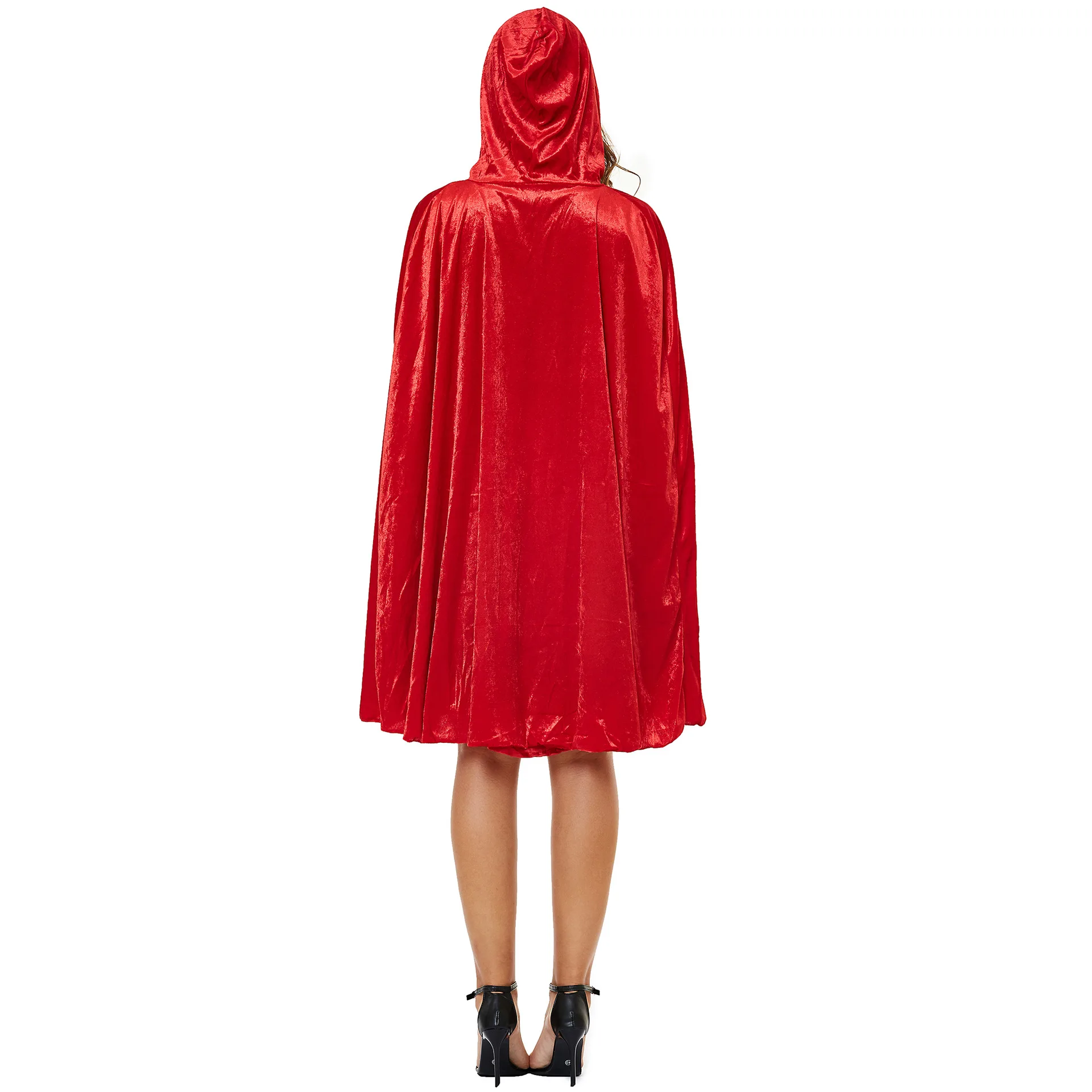

Thicken Model Plus-sized Halloween Little Red Riding Hood Cloak The Red Cap Costume Women Cosplay Character Uniform Corduroy