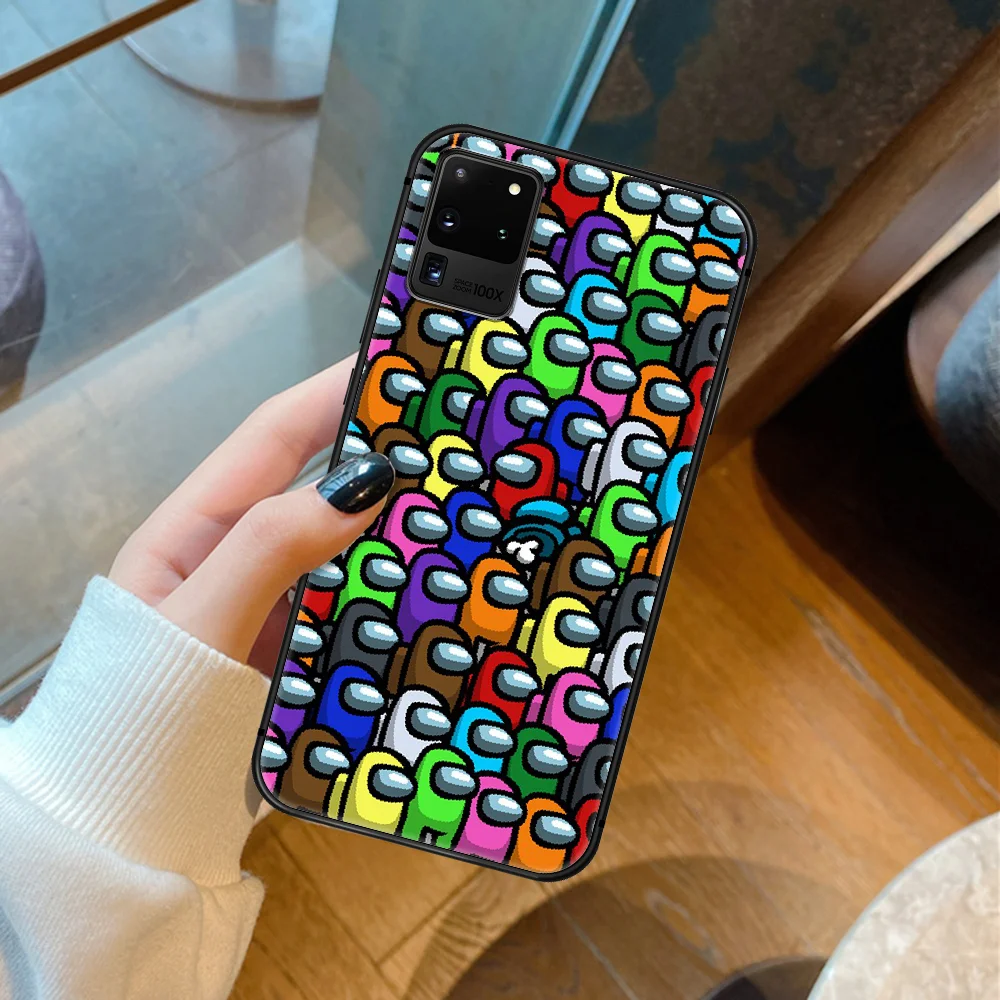 

Amongs Game us Phone Case For Samsung Galaxy S 6 7 8 9 10 E 20 UITRA FE 21 Edge Note 8 9 10 Plus black Coque 3D Shell Soft