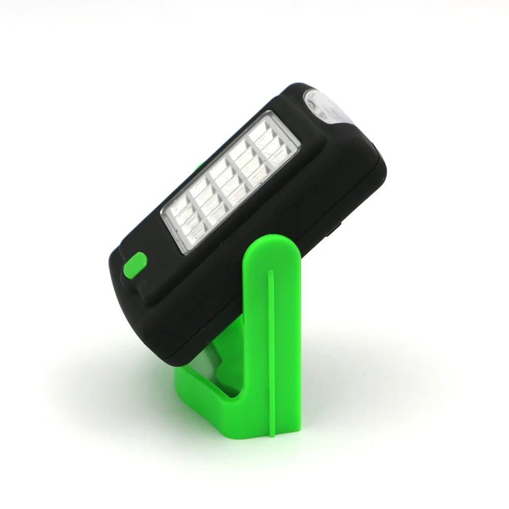 

Портативный фонарик, зеленый, 0,5-1 Вт, 1-10 В, 20 + 3 светодиода, лампа с батареей 3AAA, 2 режима, магнитный складной фонарь с крючком и подставкой