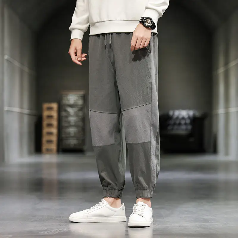 Брюки мужские прямые в китайском стиле, хлопково-льняные свободные штаны, повседневные винтажные шаровары в стиле пэчворк, мода 2021