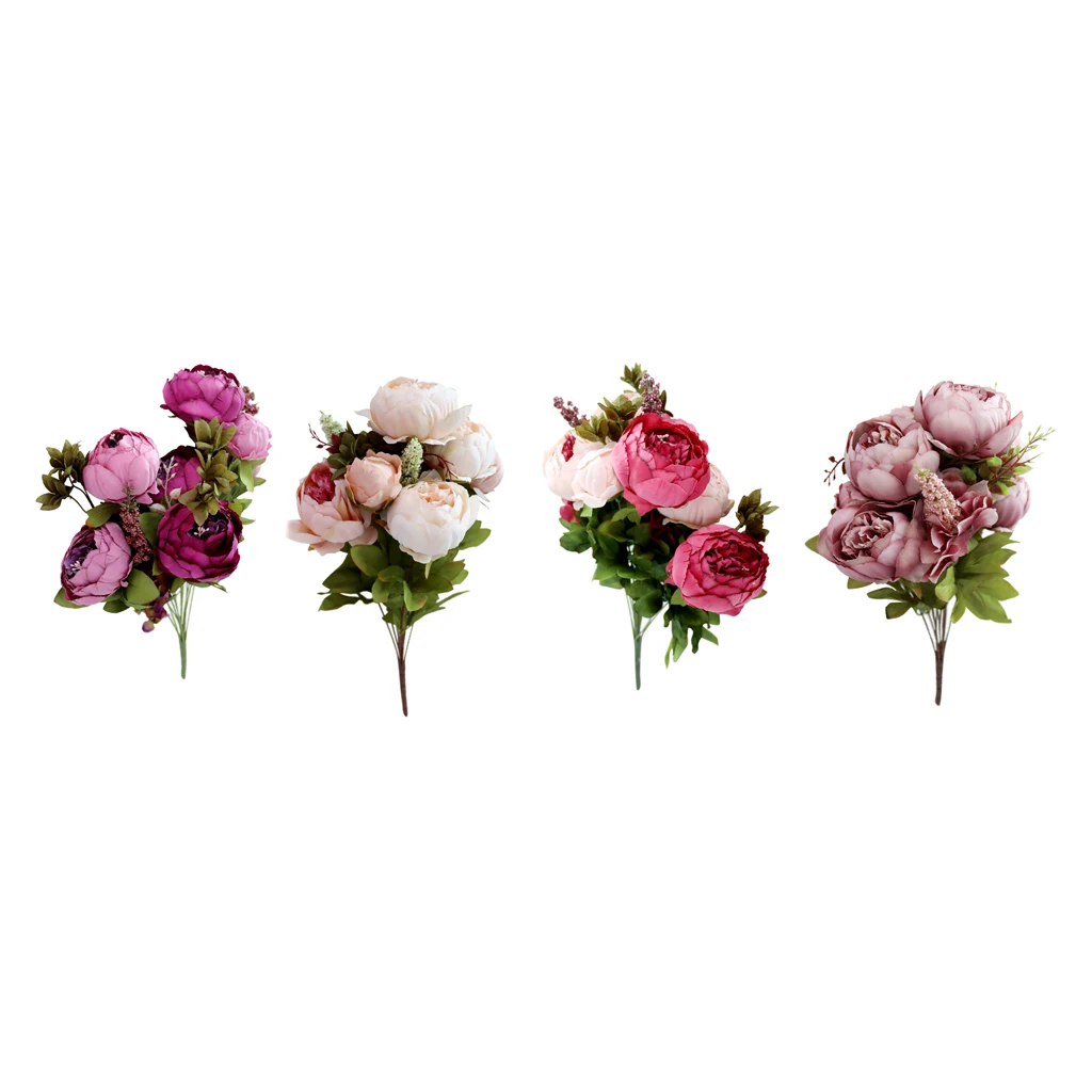 

1 Bunch Silk Artificial Peony Flowers Home Garden Wedding Bouquet Home Decor