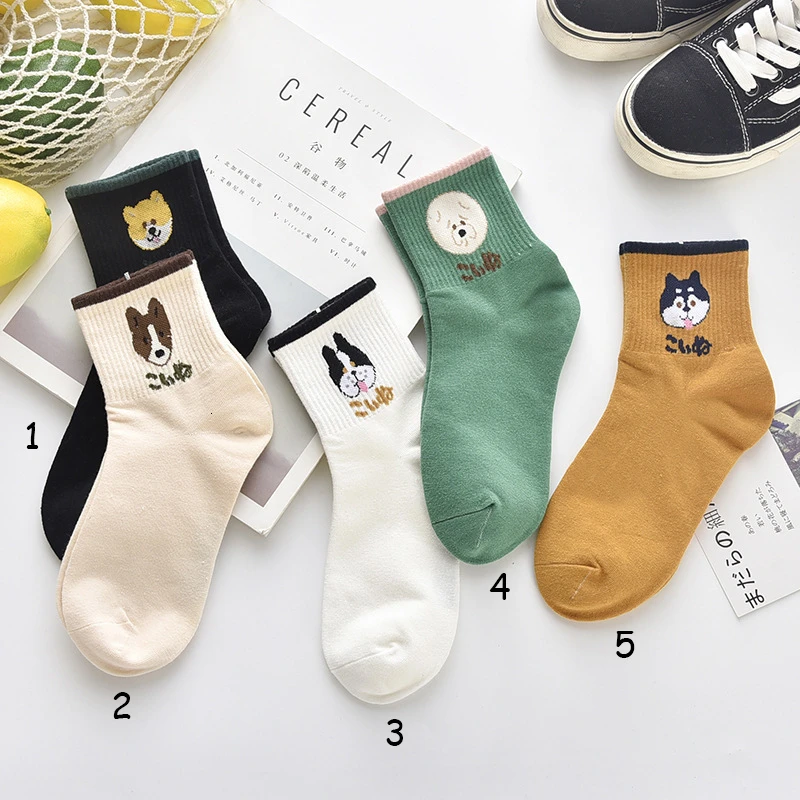Женские носки в стиле Харадзюку С мультяшными животными Повседневные Удобные