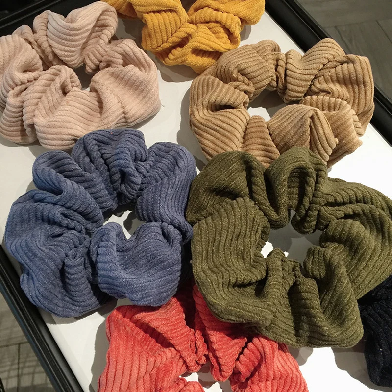 

1pcs Fashion Women Girls Striped Rubber Bands Hair Scrunchies Solid Stretch Hair Tie Simple Elegant Ponytail Hair Rope