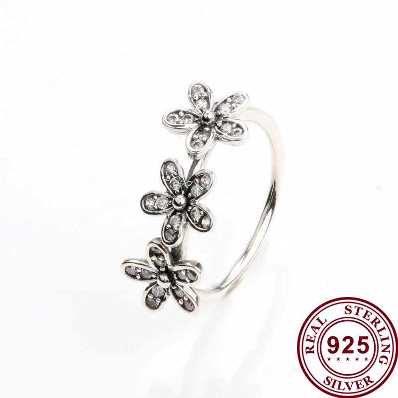 

Original 925 кольцо Silver Pan Ring New Dazzling Daisy Pan Ring For Women Wedding Party Gift Fashion Jewelry