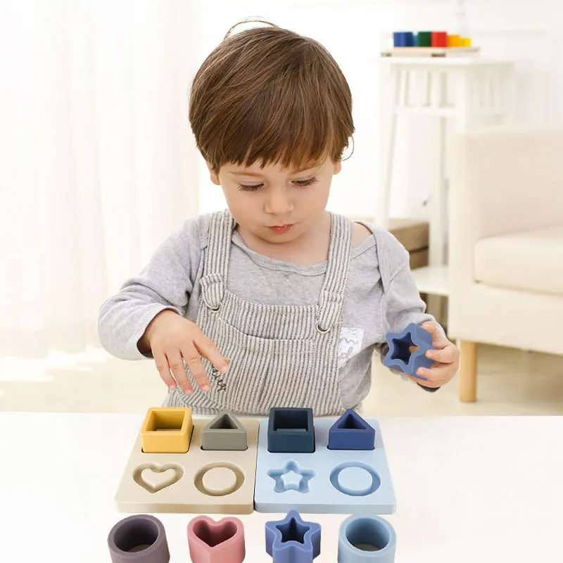 Silicone Newborn Holding Toys Children's Educational Toys Puzzle Blocks Baby Teether 100% Food Grade Silicone Boys Girls Gifts