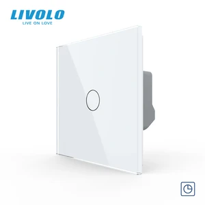 Переключатель Livolo со стандартным Европейским таймером (задержка 30 с), 220  250 В переменного тока, стеклянная панель 7 видов цветов, сенсорный выключатель света + светодиодный индикатор, C701T-1235