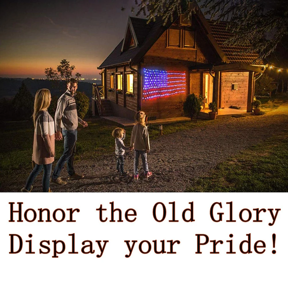 Американский флаг 390/420LED струнный светильник 8 режимов Функция таймера большой