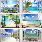 Фон для фотосъемки с изображением летние пляжные вечерние солнце кокосовой пальмы для отдыха в богемном стиле Фоны Мандала Настенный декор Фотофон