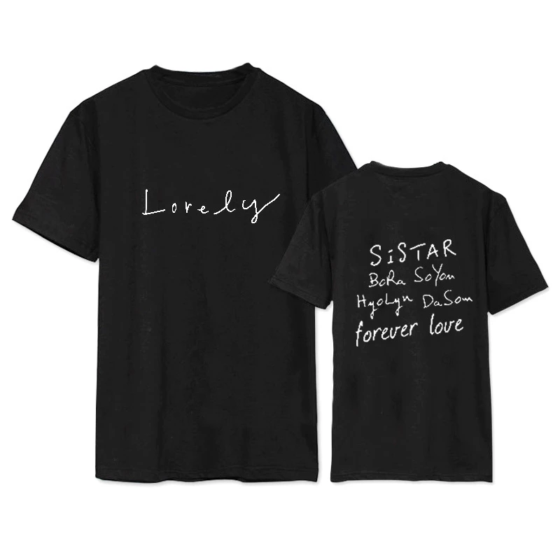 Kpop SISTAR Lonely Album Shirts K-POP повседневная хлопковая футболка с короткими рукавами DX473 |