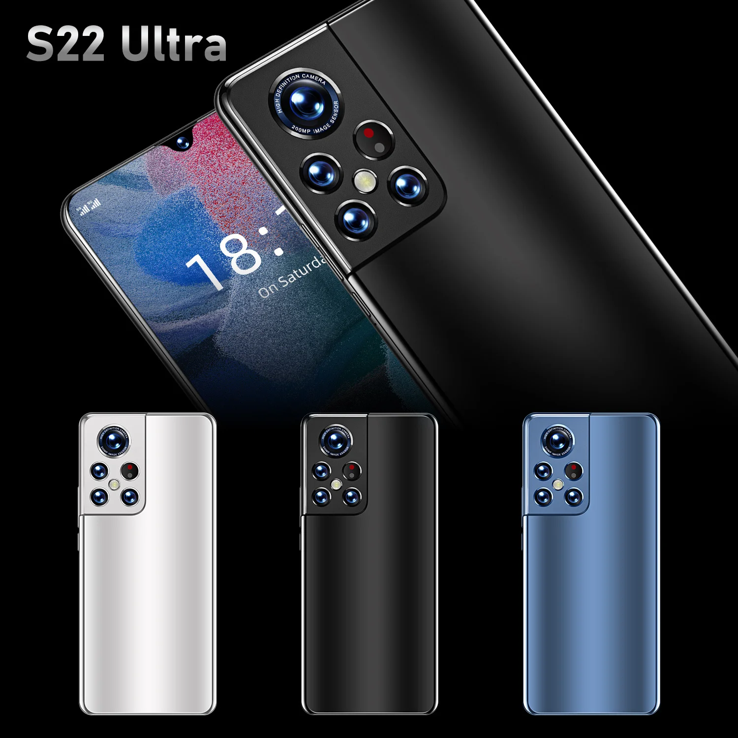 S22-tel&eacute;fono inteligente Ultra versi&oacute;n Global, dispositivo HD de 6,93 pulgadas, 5G, Qualcomm 888 + Android 12, 16GB RAM + 1T ROM, 6800mAh-4