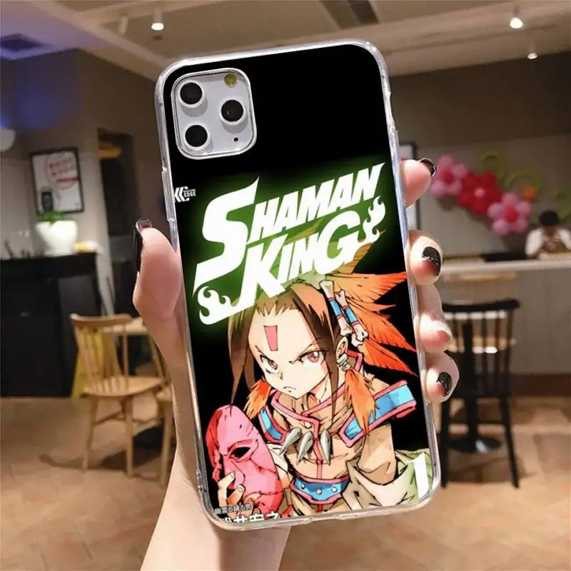 

Anime Shaman King Bling Phone Case Transparent for iPhone 6 7 8 11 12 s mini pro X XS XR MAX Plus cover funda shell