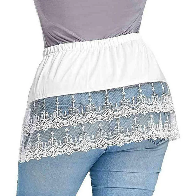 Хлопковая Съемная Женская Нижняя юбка повседневная черная и белая кружевная