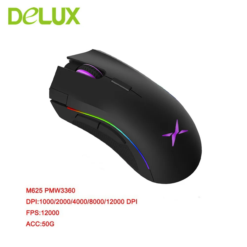 Delux мини-клавиатура T9 Plus профессиональная Механическая игровая Проводная клавиатура игровая мышь 12000 dpi компьютерные мыши для ноутбука PC Gamer - Цвет: Only W3360 mouse