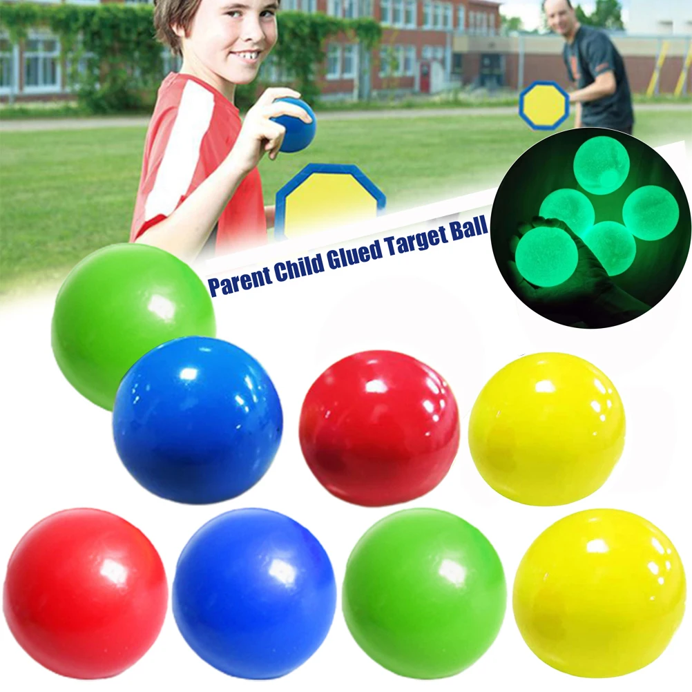 Bola de pared adhesiva luminosa para ni&ntilde;os y adultos, Bola de succi&oacute;n de pared, juguete de descompresi&oacute;n, 8 Uds.-1