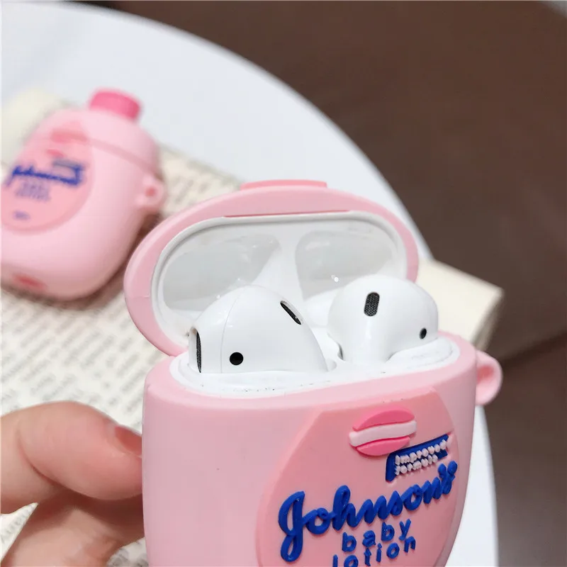 Розовый детский лосьон бутылка милый мультфильм Забавный bluetooth беспроводной Чехол для гарнитуры для apple airpods 1/2 защитный зарядный чехол