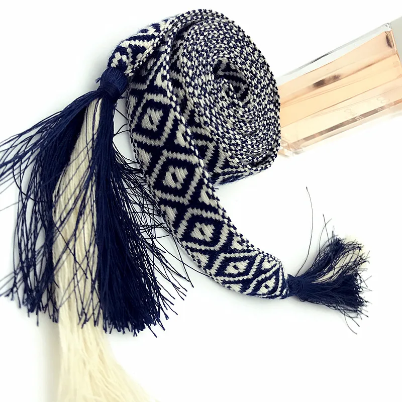 

Cotton Embroider Geometric Belt National Style Lace Up Free Size Belt Vintage Women Accessories For Skirt Dress AD284