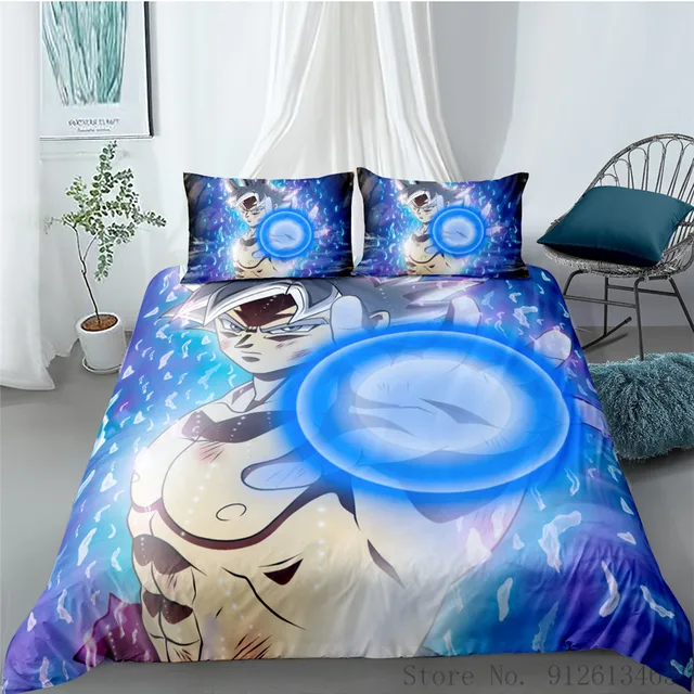 Dragon Ball Z Bed Duvets Supplies Anime Figures Son Goku Kakarotto Gods of Destruction 3pcs Bedding Sets Twin Size Bedding Sets 6