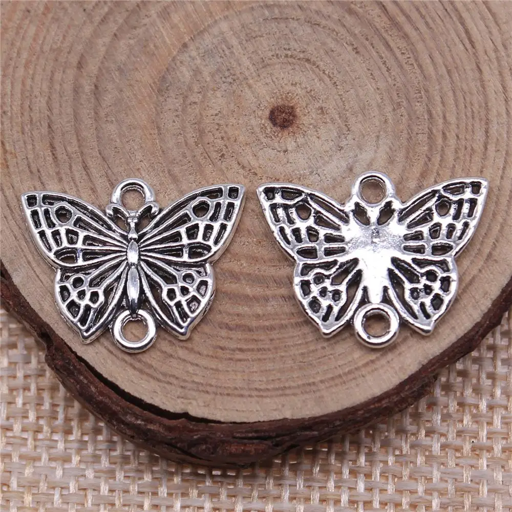 

Handmade Pendants For Jewelry Accessories 20pcs Butterfly Connector Charms 20x16mm Antique Silver Plated