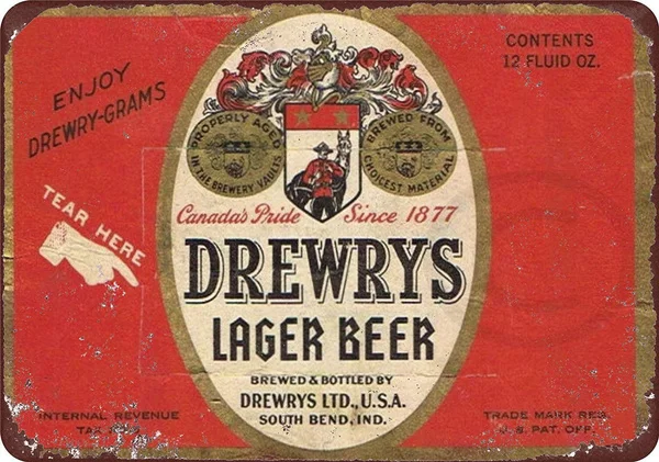 

Новый жестяной знак Drewrys Lager пивной Алюминиевый металлический знак