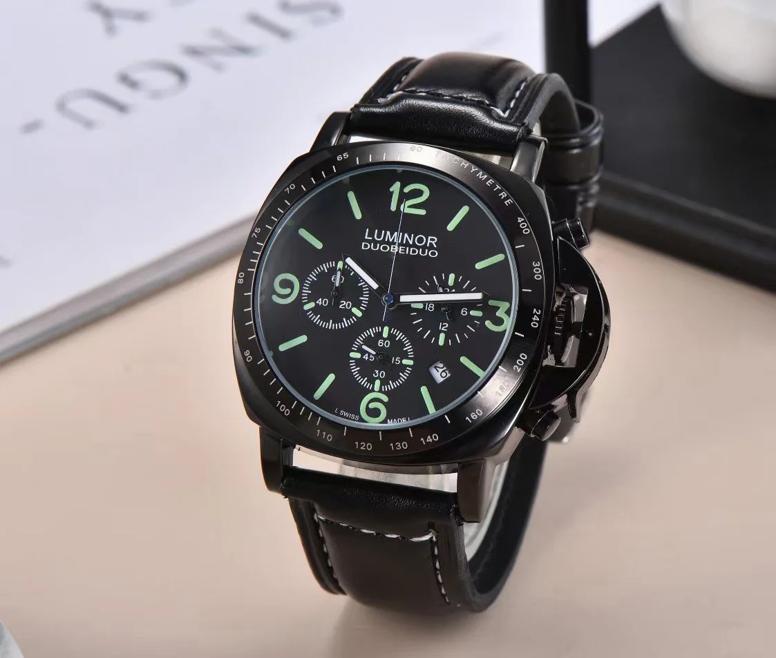 Часы Luminor PAM00326 мужские из нержавеющей стали светящиеся круглые с кожаным