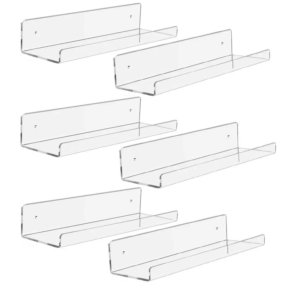 

Clear Acrylic Shelf 15" Invisible Floating Wall Ledge Bookshelf, Kids Book Display Shelves Wall Mounted