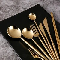 luxury cutlery tableware gold flatware set stainless steel food knife fork spoon set dinnerware kitchen device sets zero waste