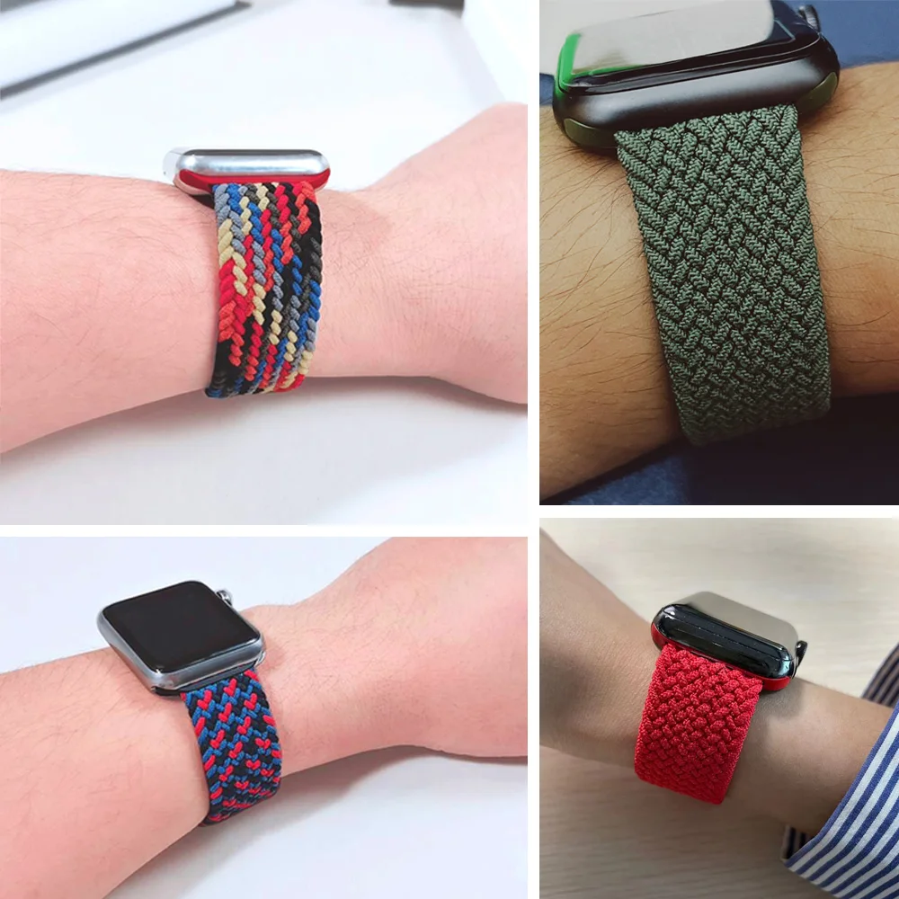 Braided Solo Loop strap For Apple watch band 44mm 40mm 38mm 42mm Fabric Nylon Elastic belt bracelet iWatch Series 3 4 5 se 6 2 1