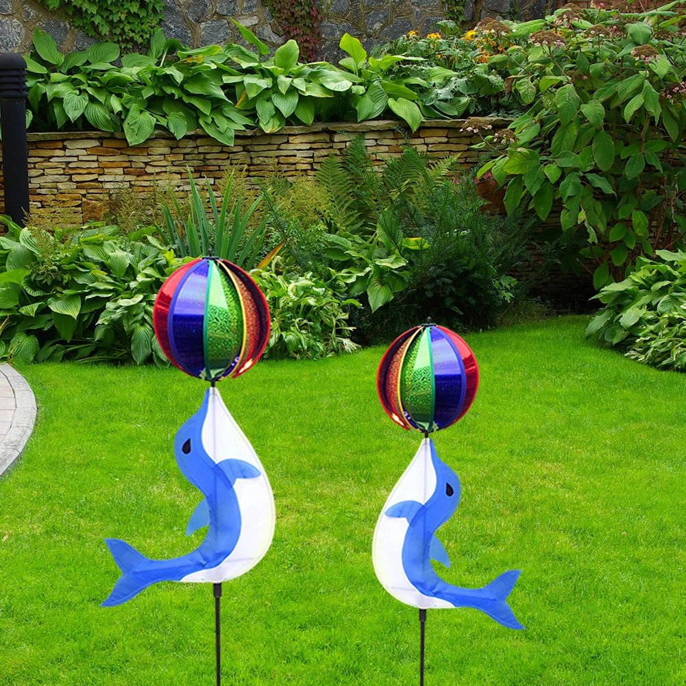 

Cartoon Rainbow Animal Windmill Dolphin Colorful Wind Spinner Flashing Outdoor Camping Christmas Garden Decoration
