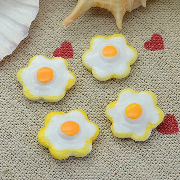 

Miniature Food poached egg 10PCS 16mm Resin Flatback Cabochon Art Supply Decoration Charm Craft