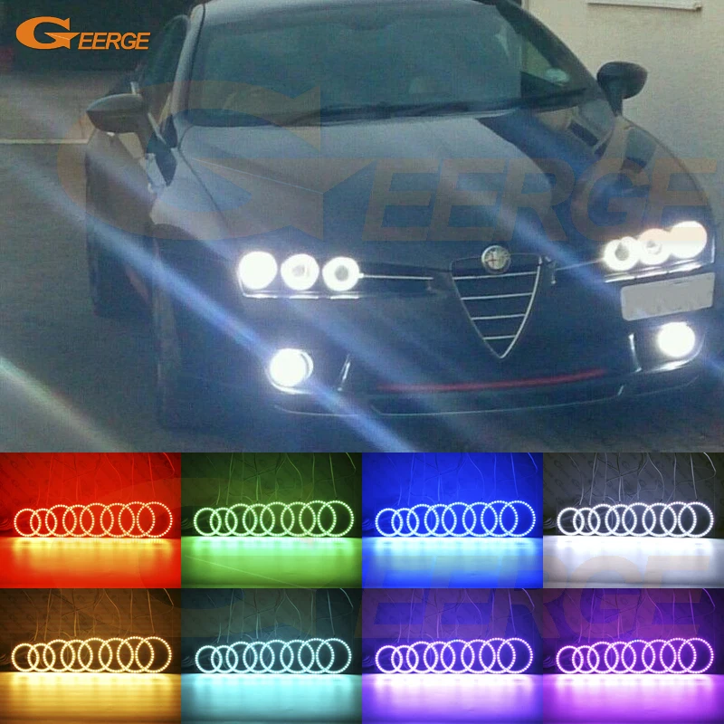 

For Alfa Romeo 159 2005-2011 Excellent RF remote Bluetooth APP control Multi-Color Ultra bright 8 pcs RGB LED Angel Eyes kit